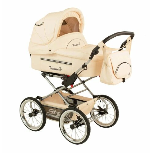 Универсальная коляска Reindeer Style Leather collection (2 в 1), ванильный, цвет шасси: Chrome-Black