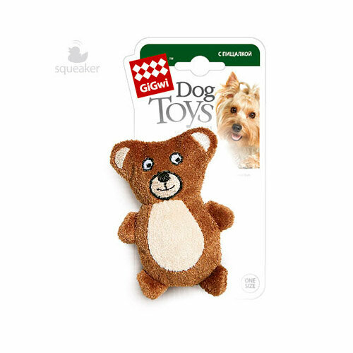 Игрушка для собак GiGwi Dog Toys Мишка (75023), коричневый, 1шт.