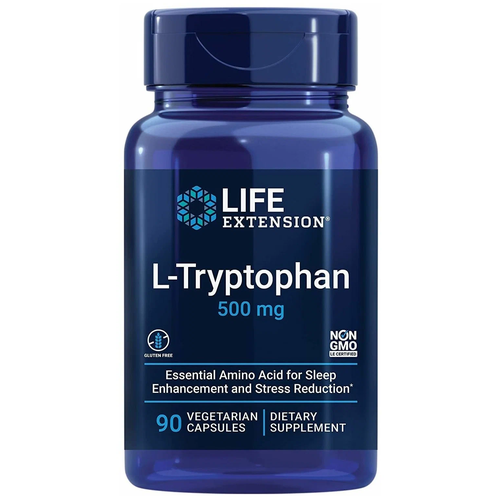 Life Extension L-Tryptophan 500 mg (90 вег. капс.) l карнитин life extension 30 капсул для похудения мозга сердца обмена веществ помогает поддерживать здоровый клеточный энергетический обмен