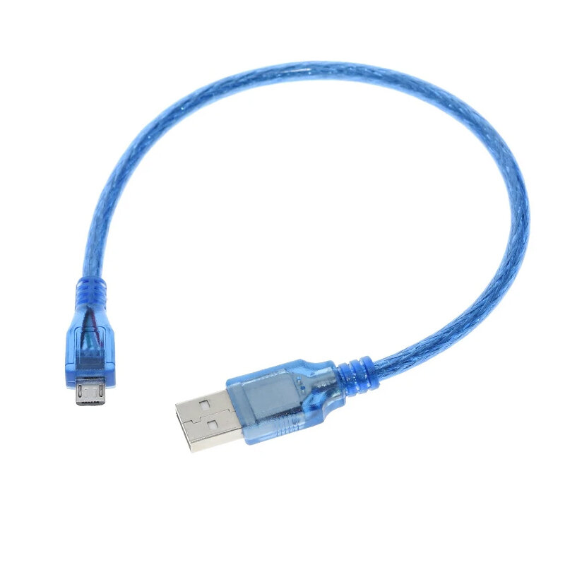 Кабель USB - micro USB, 0.3 м, синий, 1 шт.