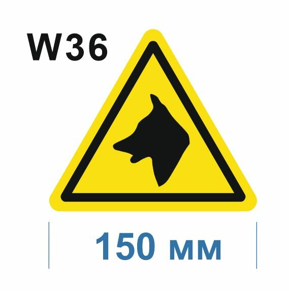 Предупреждающий знак W36 Осторожно Злая собака ГОСТ 12.4.026-2015