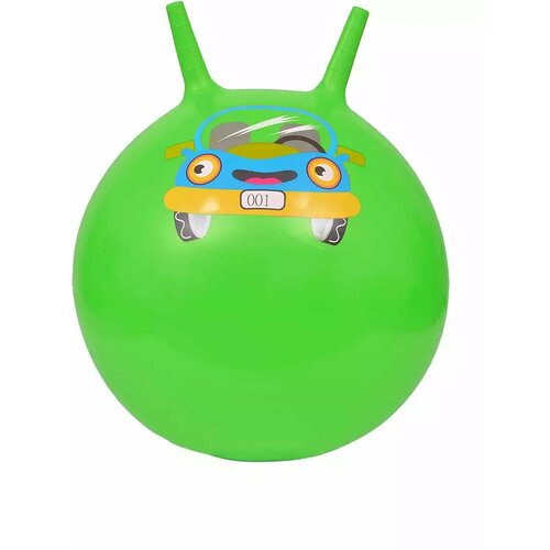 Мяч с рожками 55 см зеленый с Машиной мяч гимнастический с ручками