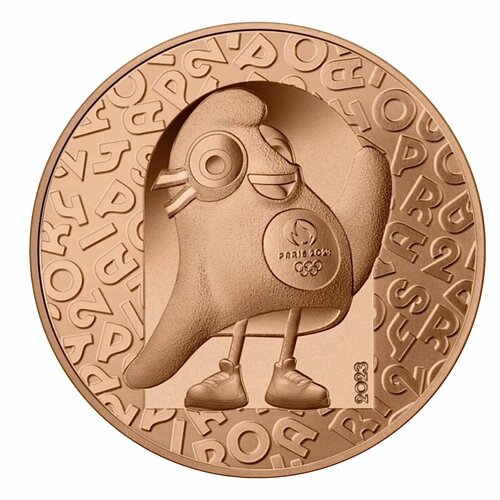 Монета 1/4 евро XXXIII летние Олимпийские игры, Париж 2024 - Талисман Фриж. Франция 2023 UNC