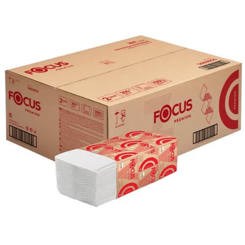 Бумажные полотенца листовые для диспенсера Focus Premium белые ...
