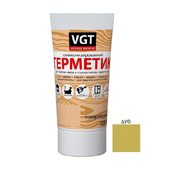 фото Герметик ВГТ силиконизированный для наружных и внутренних работ Дуб 125 мл