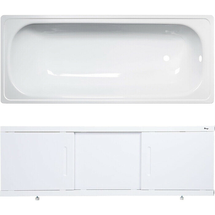 фото Ванна стальная ВИЗ Antika 150x70 с экраном Emmy Соната и ножками, белая орхидея