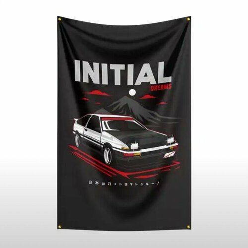 Флаг плакат баннер JDM Initial D AE86 InitialD АЕ86