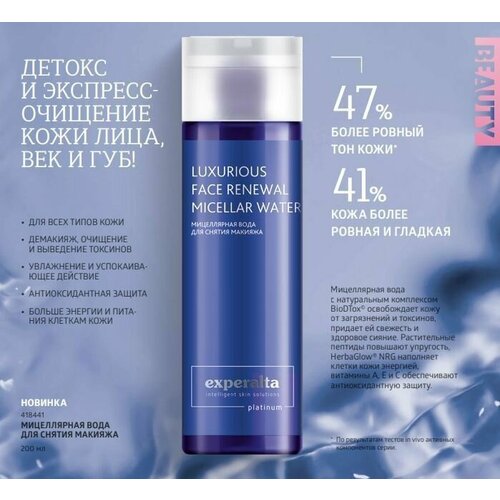 Мицеллярная вода для снятия макияжа Experalta Platinum, 200мл,