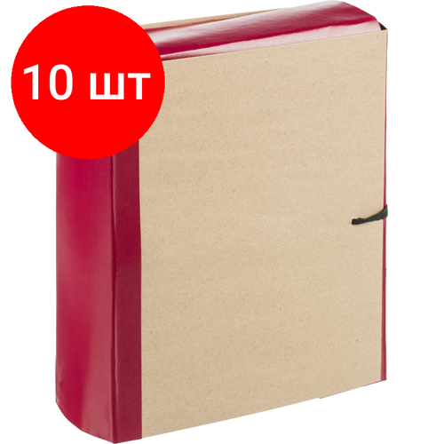 Комплект 10 штук, Папка архивная Attache Economy 100мм крафт/бумвинил 4 завязки, бордовая папка для термопереплета твердая 340 бордовая 10 шт