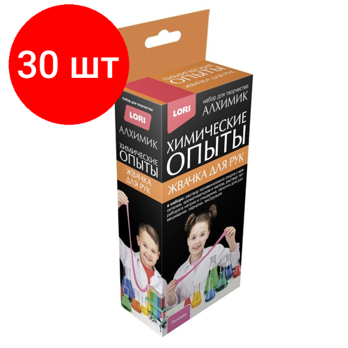 Комплект 30 наб, Набор химических опытов Жвачка для рук Розовая, Оп-089