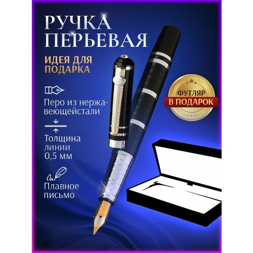 Ручка перьевая металлическая подарочная в футляре праздник