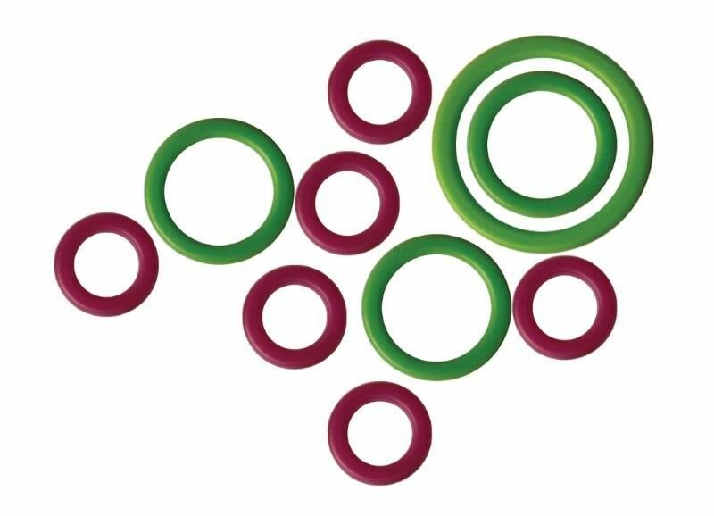 Маркировщик для петель "Кольцо" (кольца: 16,5мм-10шт, 10мм-20шт, 6мм-20шт), пластик, зеленый/красный, KnitPro, арт.10801