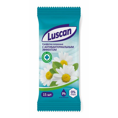 Luscan Влажные салфетки антибактериальные, 15 шт. влажные салфетки белая орхидея антибактериальные 15 шт