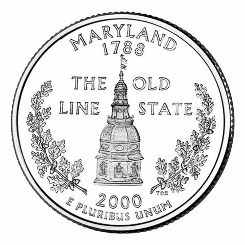Монета 25 центов Мэриленд. Штаты и территории. США D 2000 UNC