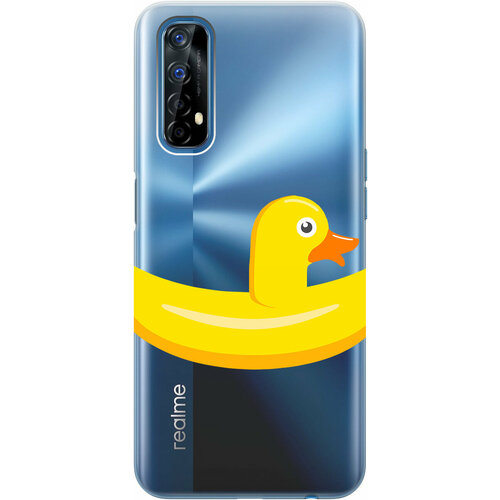 Силиконовый чехол на realme 7, Рилми 7 с 3D принтом Duck Swim Ring прозрачный силиконовый чехол на realme c21 рилми с21 с 3d принтом duck swim ring прозрачный