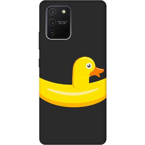 Матовый Soft Touch силиконовый чехол на Samsung Galaxy S10 Lite, Самсунг С10 Лайт с 3D принтом Duck Swim Ring черный матовый soft touch силиконовый чехол на samsung galaxy s10 самсунг с10 с 3d принтом duck swim ring черный