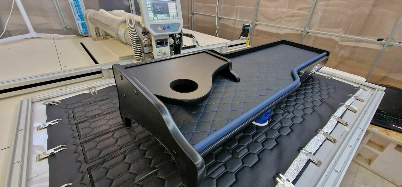 фото Стол полка с ящиком для Maz Euro(второй ярус и подстаканник)Ромб Синий Труба синяя