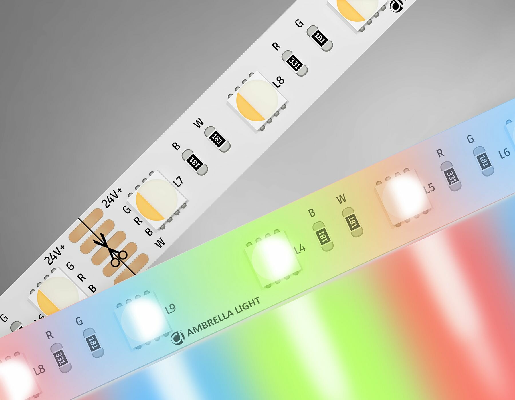 Светодиодная лента RGB с холодным белым светом 5050 60Led /10W m/ 24V IP20 RGBW+6500K 5m, 5000*10*1.87mm