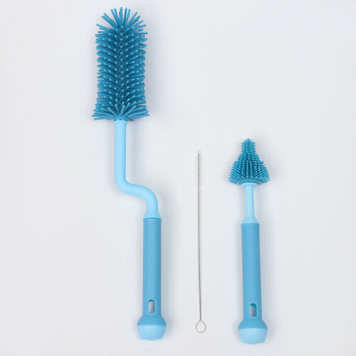 Набор ёршиков для бутылочек и сосок 3 шт цвет голубой 778₽