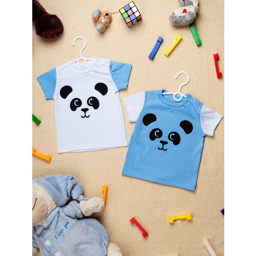 фото Футболка chic panda, размер 104, синий