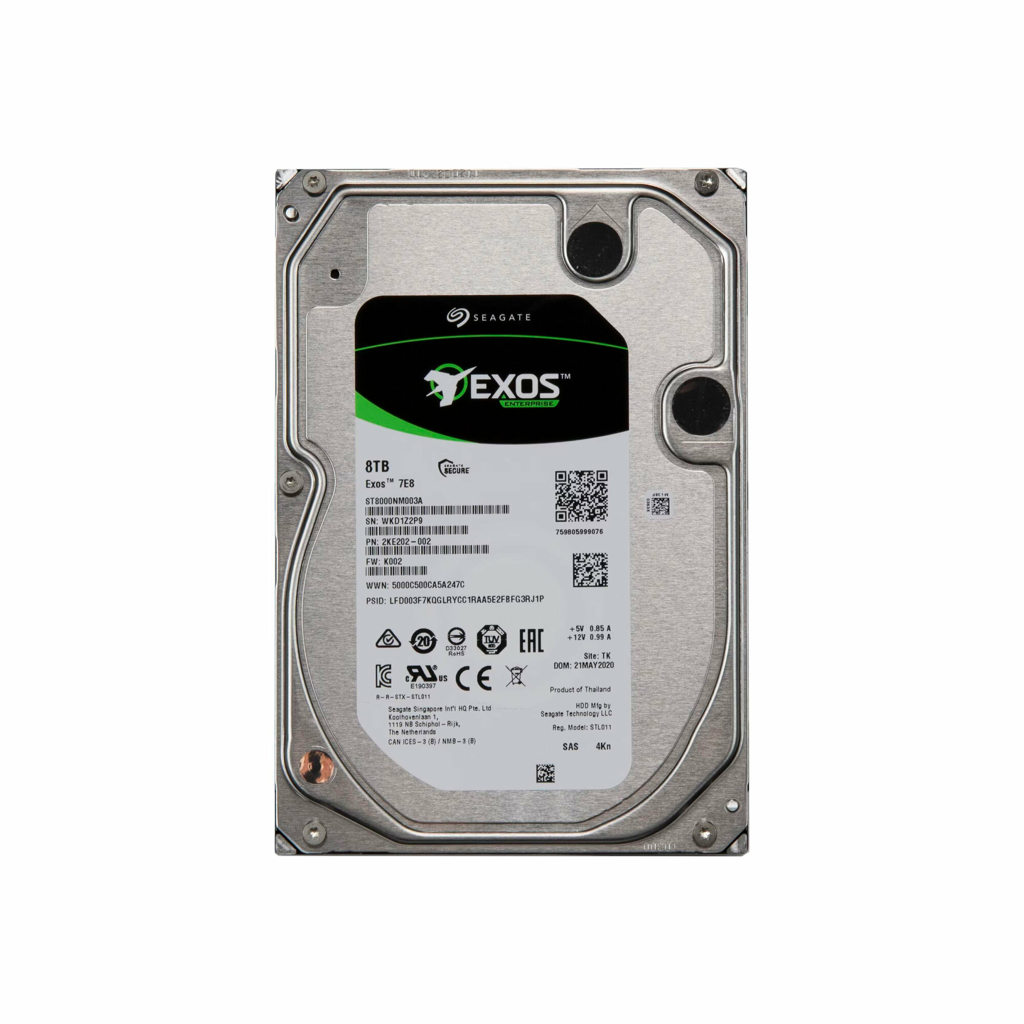 Жесткий диск/ HDD Seagate SAS 8Tb Exos 12Gb/s 7200rpm 256Mb 1 year warranty (replacement ST8000NM018B)