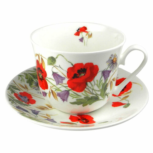 Чайная пара для завтрака из костяного фарфора Английский луг 450 мл белыйдекор серия Floral Roy Kirkham RK-XENG1100 1770₽