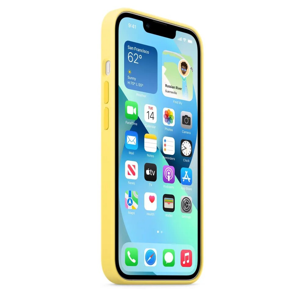 Чехол силиконовый MagSafe для iPhone 13 Lemon Zest с анимацией NFC, Silicone case MagSafe для айфон 13 - Желтый — фото 1
