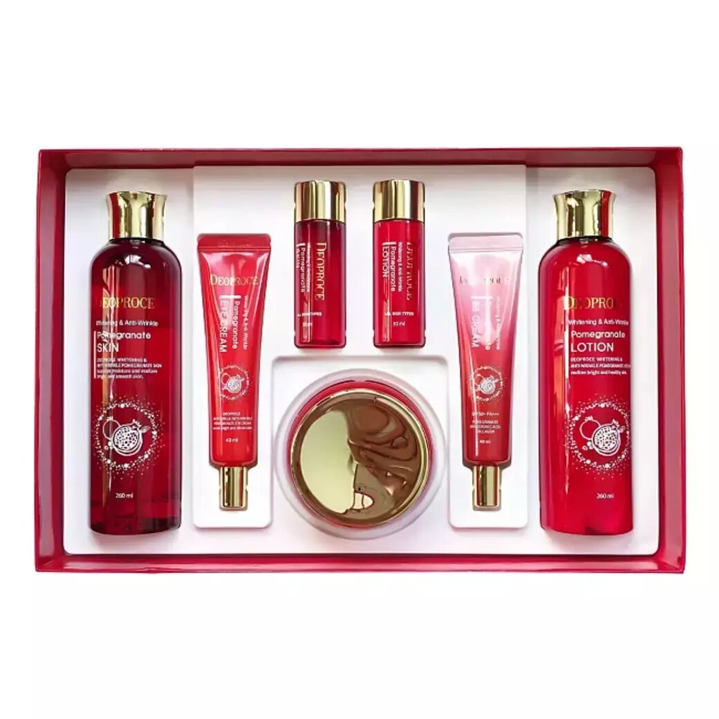 Набор антивозрастных средств с экстрактом граната Deoproce Whitening & Anti-Wrinkle Pomegranate 4 Set