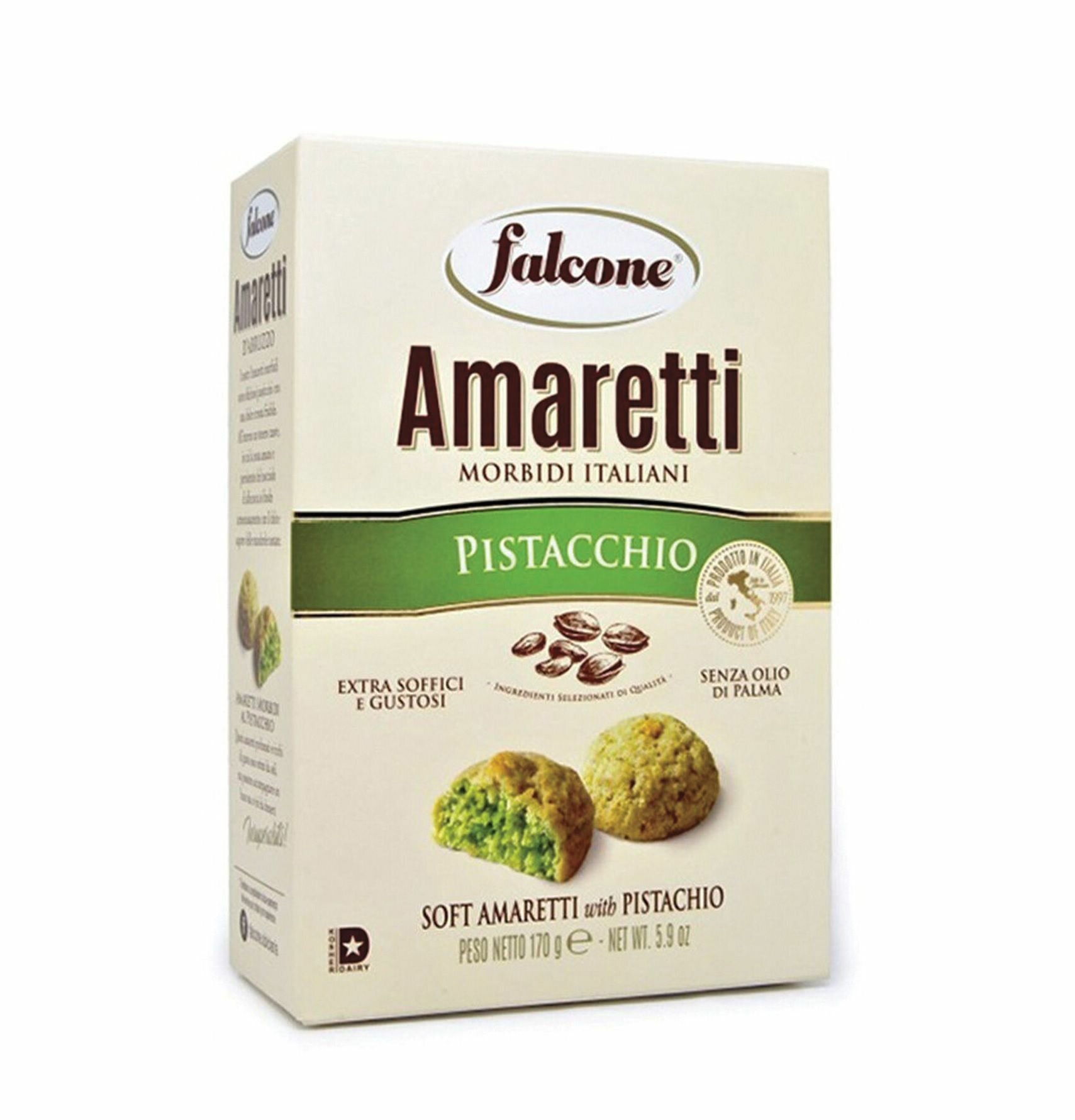 Печенье сдобное Falcone Amaretti (Амаретти), мягкие с фисташками, 170 г