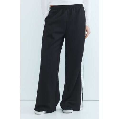 широкие трикотажные брюки с лампасами для девочек Брюки спортивные Befree, размер XS, черный