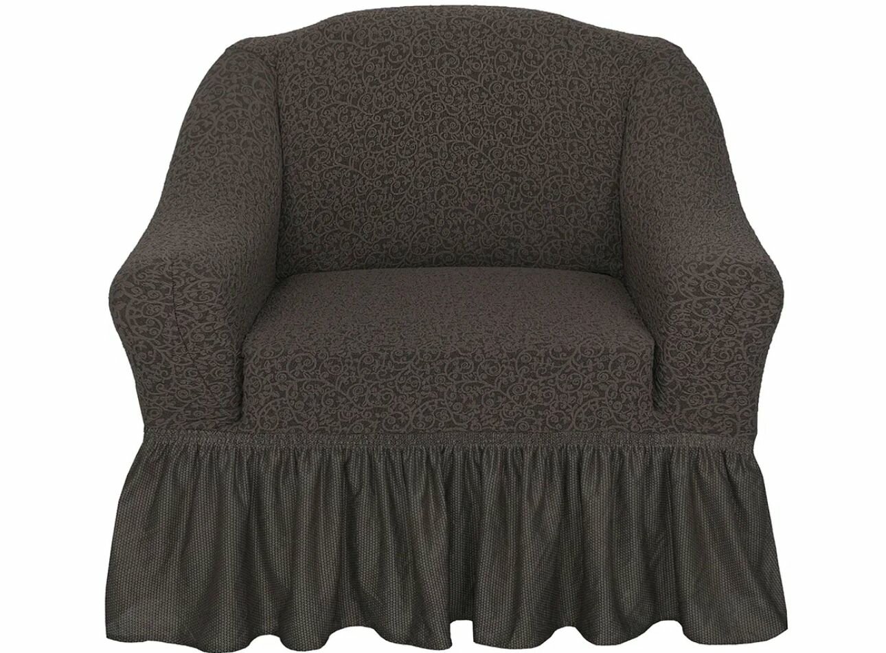 фото Жаккардовый чехол на кресло с юбкой 1шт, Универсальный жаккардовый чехол на кресло с оборкой 1шт