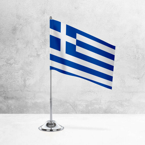 настольный флаг греции на металлической подставке под серебро Настольный флаг Греции на металлической подставке под серебро