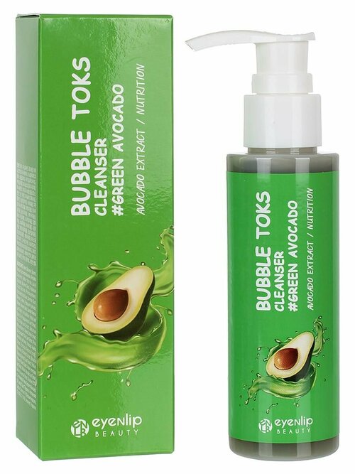 Пенка для лица кислородная с маслом авокадо Green Avocado Bubble Toks Cleanser, 100мл, EYENLIP