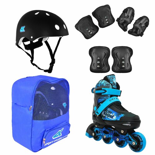 фото Роликовые коньки, шлем, защита set city racer blue s sport collection
