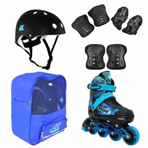 Роликовые коньки, шлем, защита Set City Racer Blue M