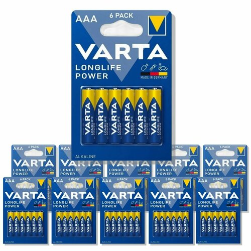 Батарейки ААА VARTA LongLife Power мизинчиковые батарейки, алкалиновые 60 шт батарейки varta longlife power high energy lr03 aaa bl8 alkaline 1 5v 4903 8 160