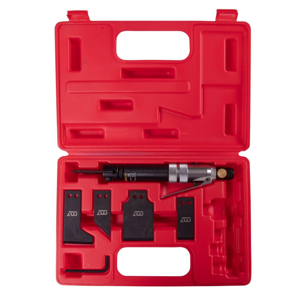 Пневмоинструменты Специализированные MIGHTY SEVEN Нож скребковый пневматический, 4200 кол/мин, с набором насадок, 6 предметов