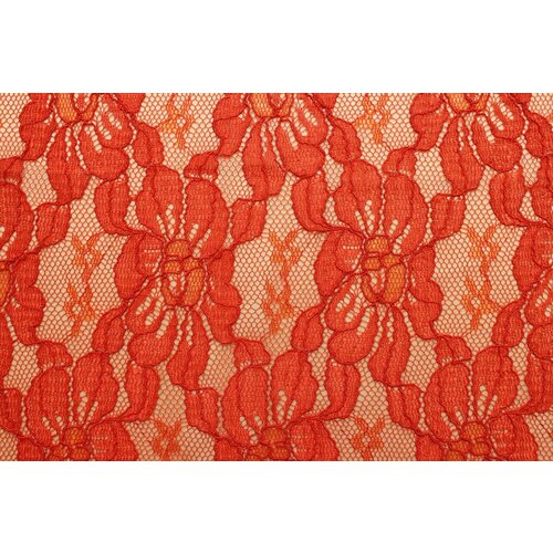 Ткань Кружево Cadena с кордовой вышивкой ярко-оранжевое, ш136см, 0,5 м ткань кружево cadena с кордовой вышивкой тёмно синее ш132см 0 5 м