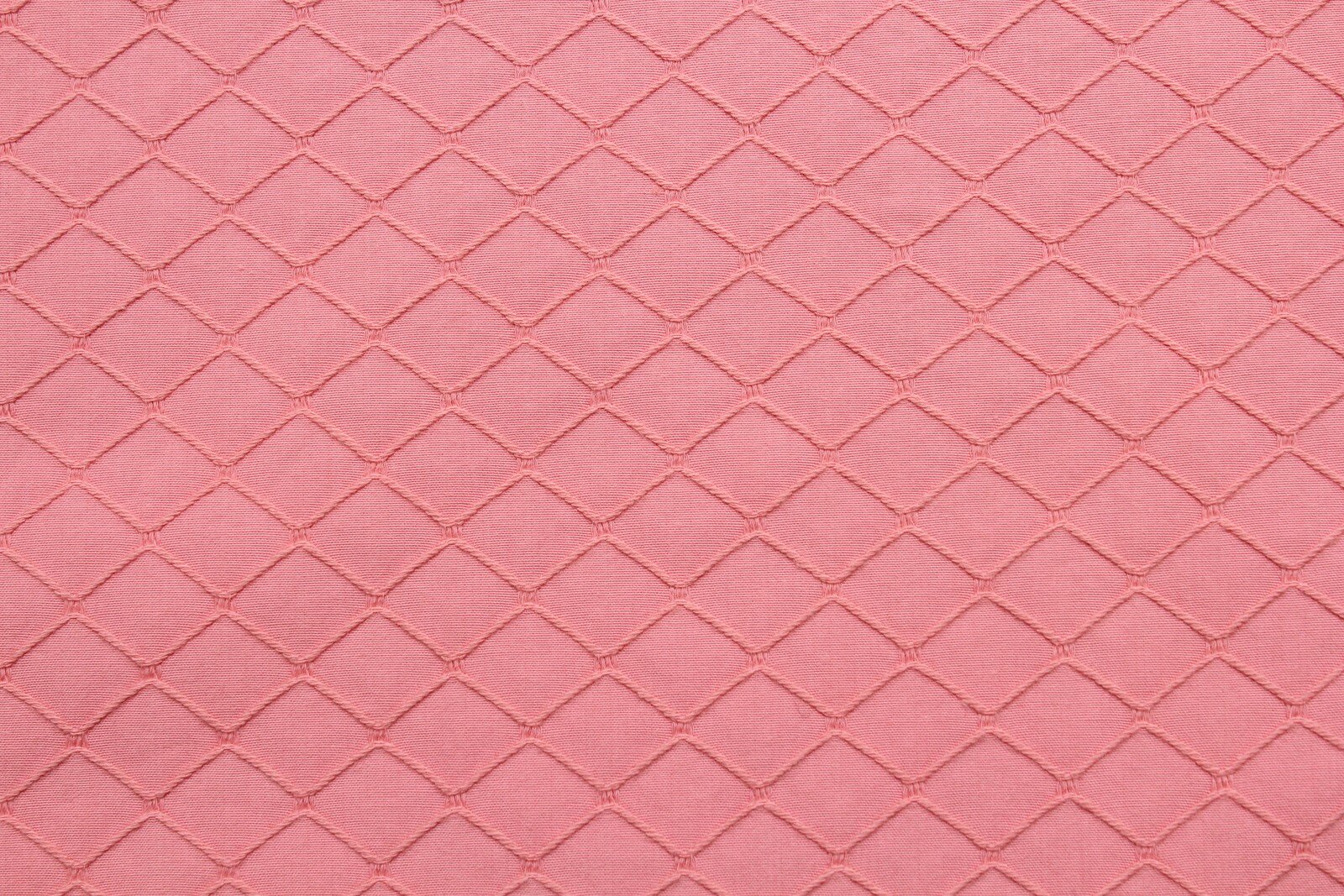 Ткань Костюмный хлопок-стрейч-жаккард розового цвета с узором ромбик 300 г/пм ш154см 05 м