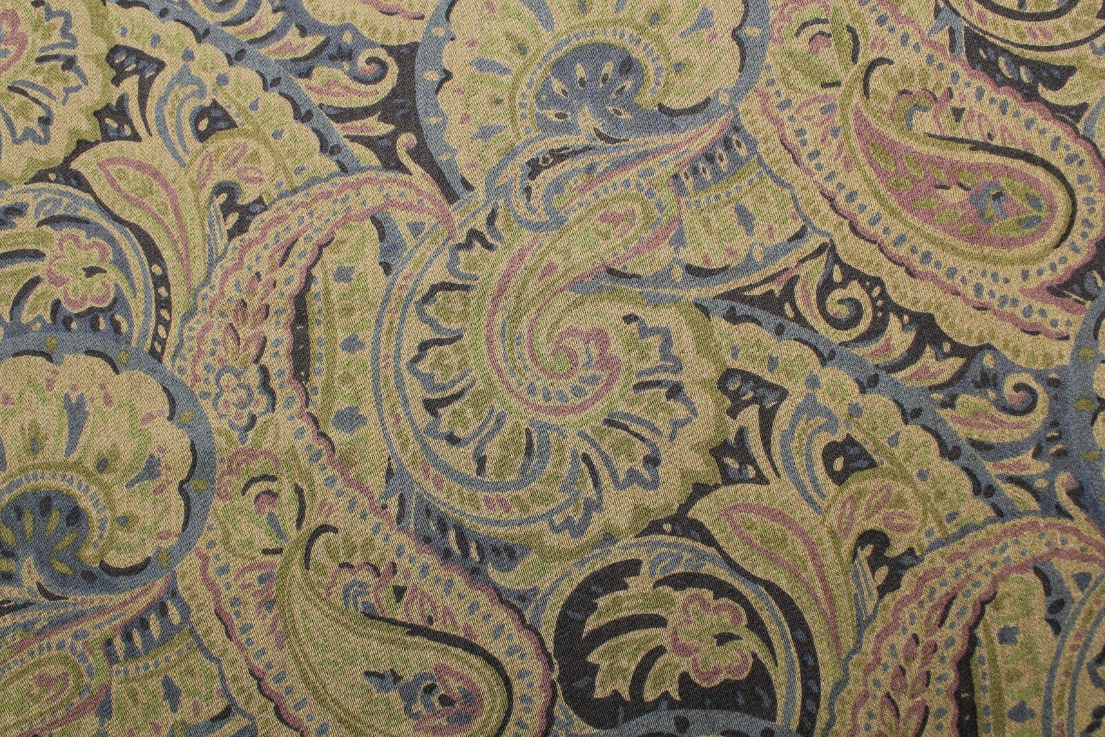 Ткань Шерсть костюмная Etro печатный узор пейсли по фисташково-оливковому меланжу, ш140см, 0,5 м