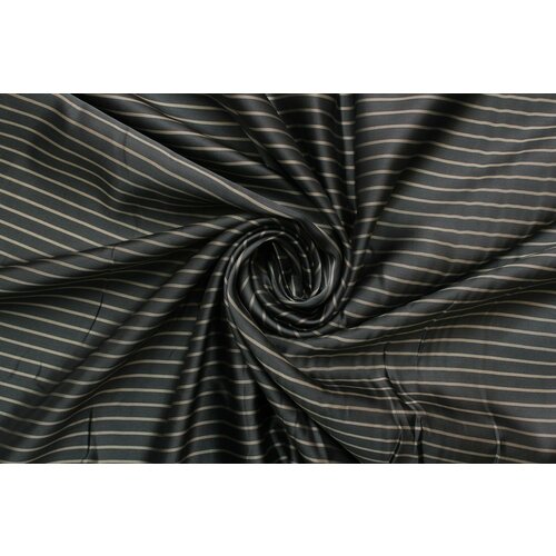 Ткань подкладочная Zegna серо-чёрная в серо-оливковую полоску, ш138см, 0,5 м