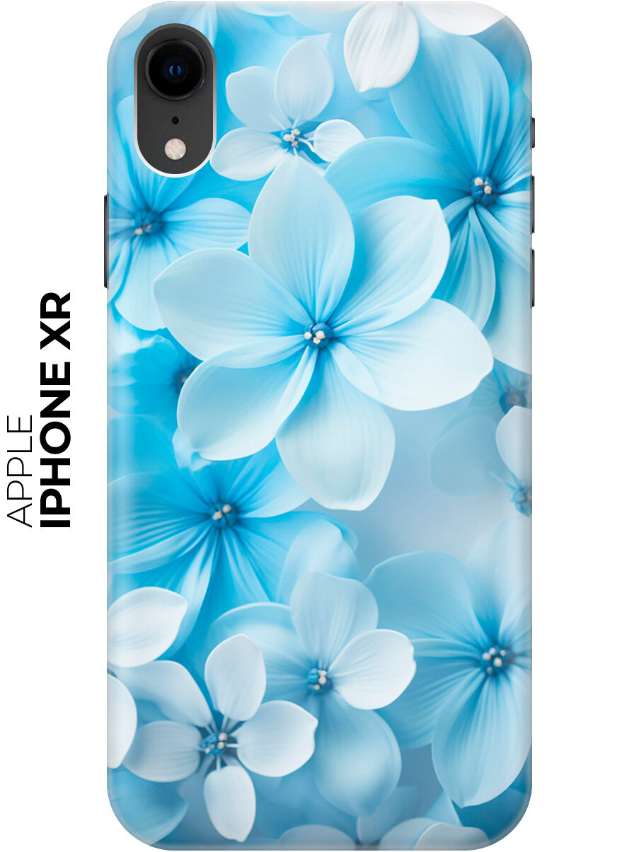 Силиконовый чехол на Apple iPhone XR / Эпл Айфон Икс Эр с рисунком "Бело-голубые цветы"