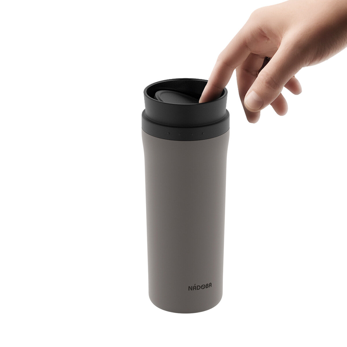 Термокружка серая, NADOBA, JUTA, 0,5 л, нержавеющая сталь, герметичная — фото 1