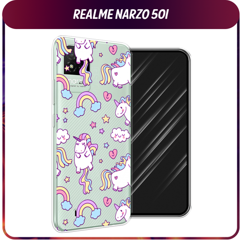 Силиконовый чехол на Realme Narzo 50i / Реалми Нарзо 50i Sweet unicorns dreams, прозрачный силиконовый чехол на realme narzo 50i реалми нарзо 50i черный карбон