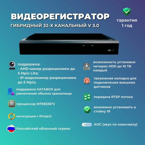 Видеорегистратор гибридный 32-х канальный v30 52500₽