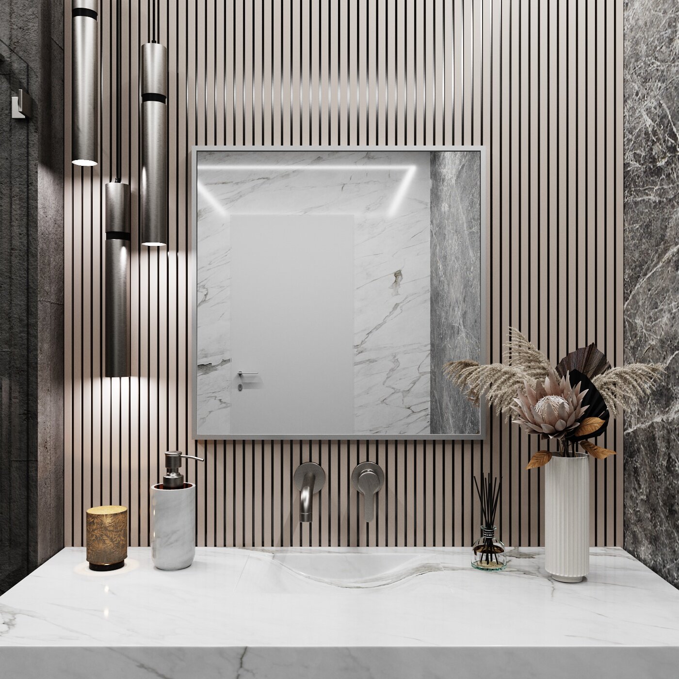 Зеркало в ванную Market.House 60х60 см. Серебро