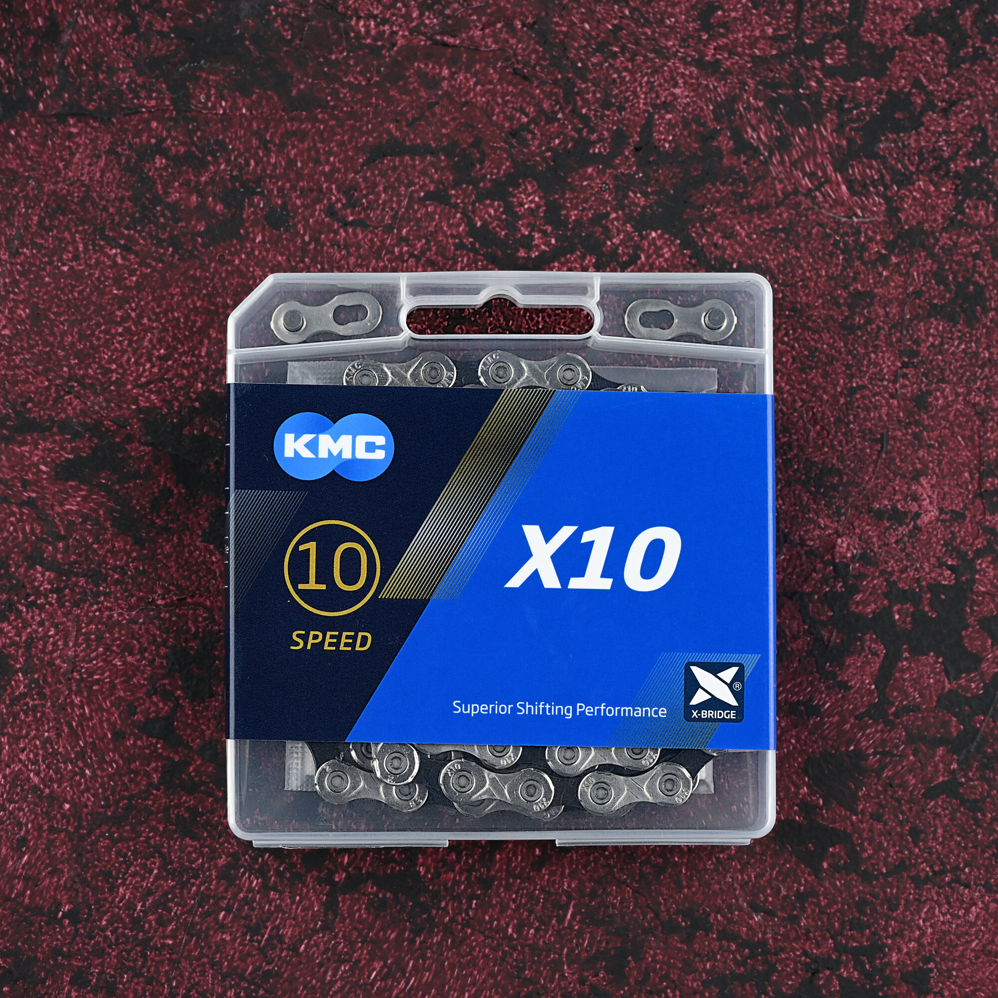 Цепь для велосипеда KMC X10 10 скоростей, 116 звеньев, комплект с замком, велосипедная — фото 1