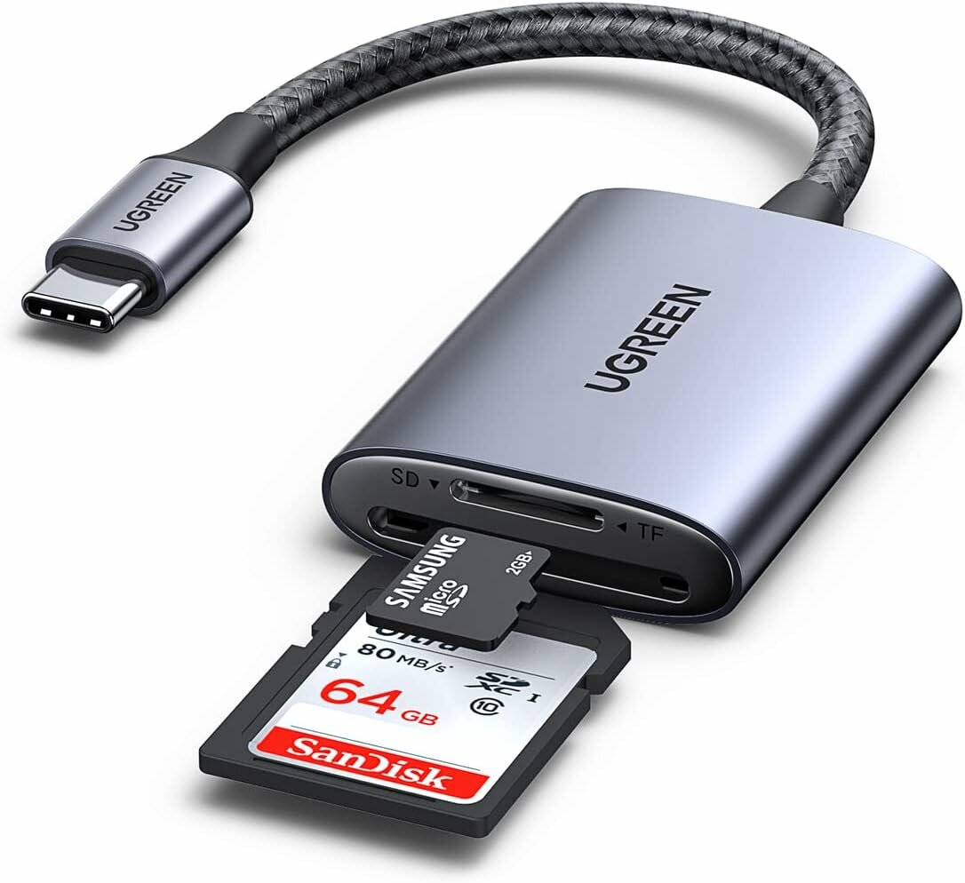 Кардридер USB-C 3.1 для карт памяти TF / SD Ugreen, серый (80888)