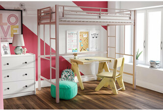 Кровать-чердак Мебель-Друг Олимп, металл, односпальная, 90x190, для детей и взрослых бежевый