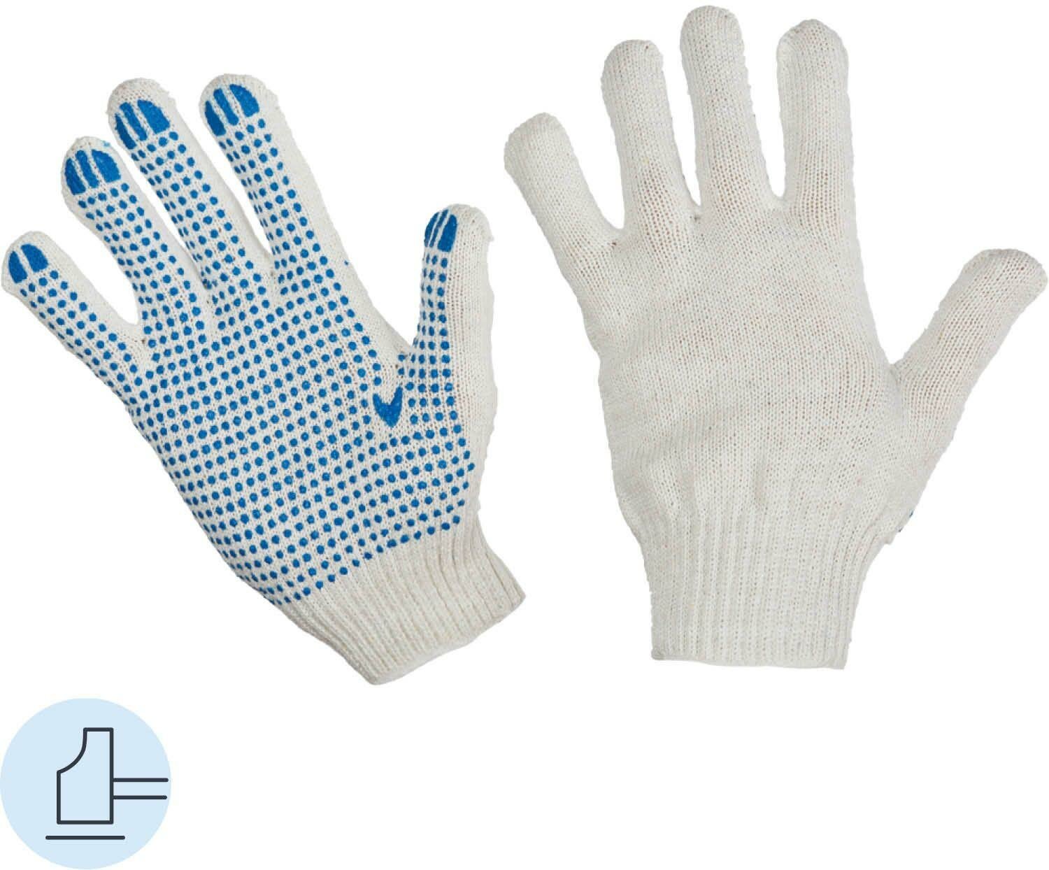 фото Перчатки защитные трикотажные с ПВХ Точка 4 нити 42г 10класс 10пар/уп